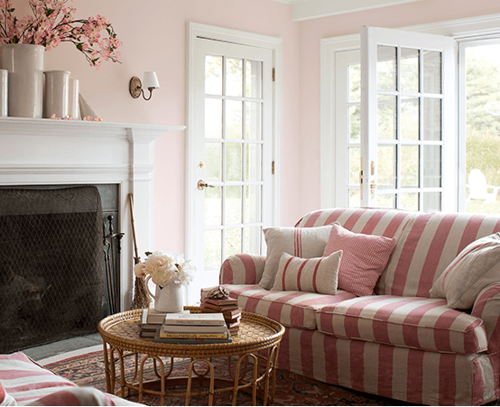 light pink painted living room